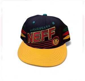 Neff Headwear Retro Snapback Hat Black Yellow Rasta Stripes